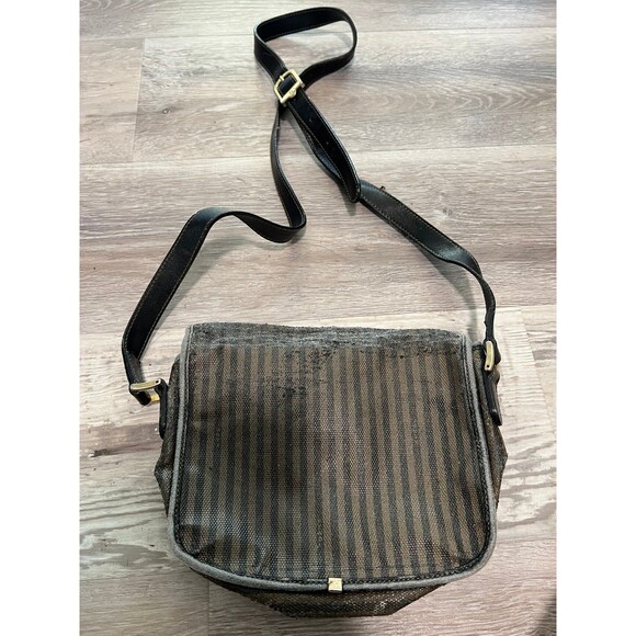 Vintage Authentic FENDI striped Crossbody Purse Small worn as is - Picture 4 of 9